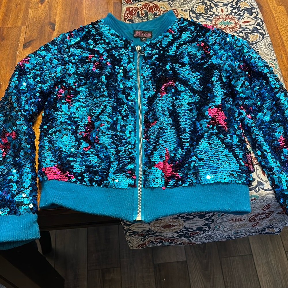 JoJo Siwa Pink and Blue Sequin Varsity Jacket